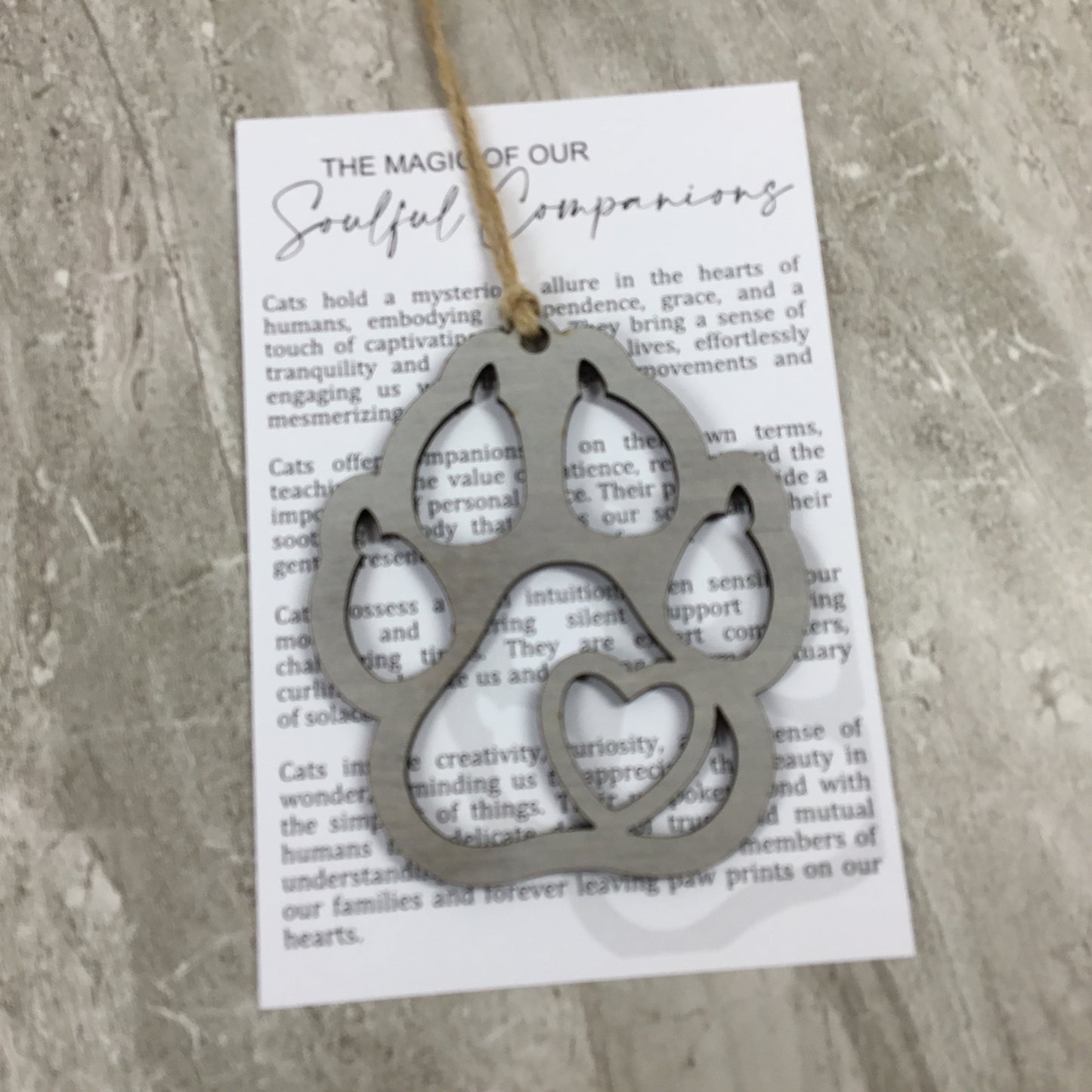 Cat Paw Print Wood Story Card Ornament