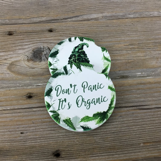 Don't Panic It's Organic Marijuana Gnome Car Coasters