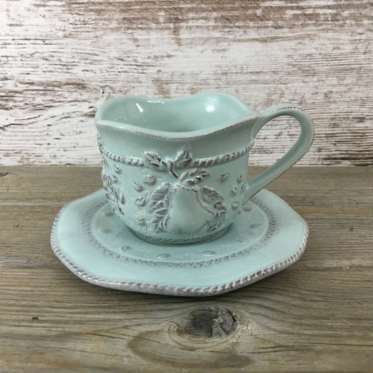 Aqua Chocolate Tea Cup and Saucer by Brownlow 2006