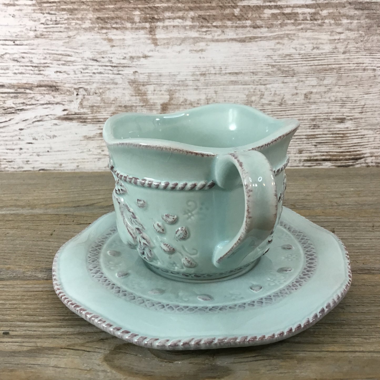 Aqua Chocolate Tea Cup and Saucer by Brownlow