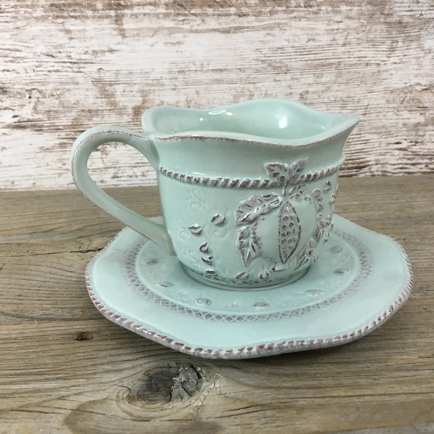 Aqua Chocolate Tea Cup and Saucer by Brownlow