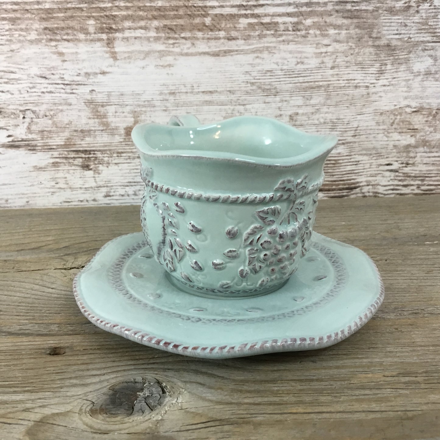 Aqua Chocolate Tea Cup and Saucer by Brownlow