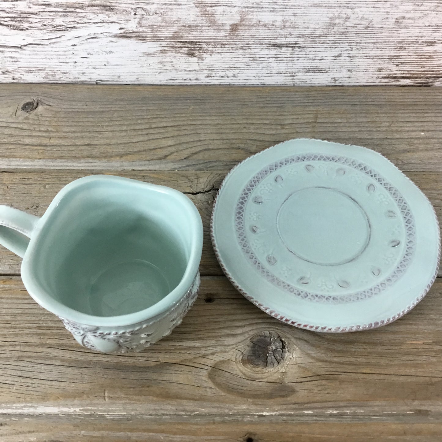 Aqua Chocolate Tea Cup and Saucer by Brownlow