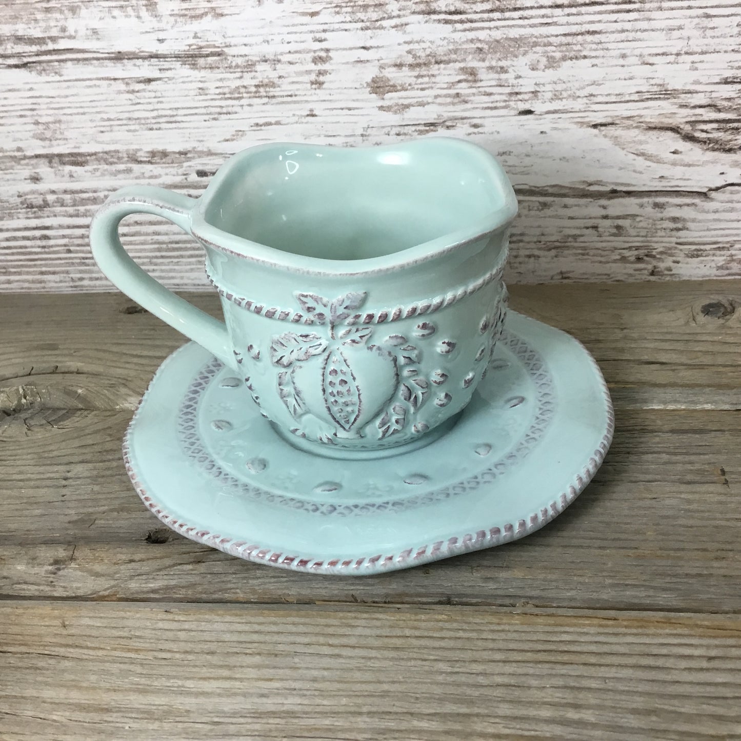 Aqua Chocolate Tea Cup and Saucer by Brownlow