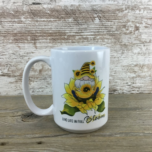 Sunflower Gnome Live Life in Full Bloom Coffee Mug