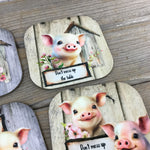 Pig Don't Mess up the Table Set of 4 Hardboard Coasters