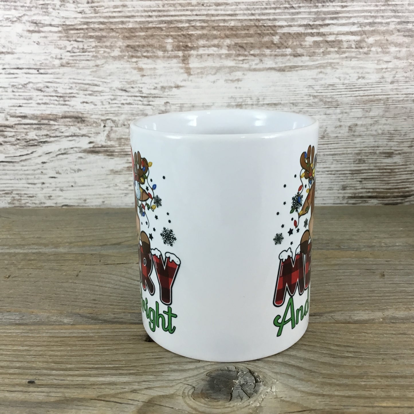 Merry and Bright Reindeer Christmas Ceramic Coffee Mug