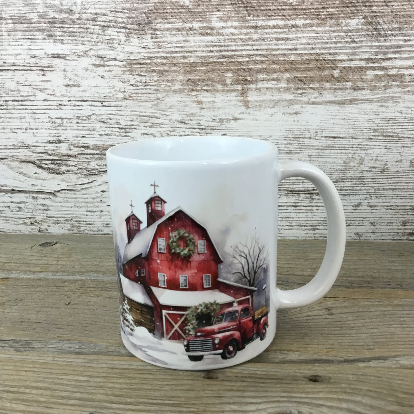 Red Truck Christmas on the Farm Ceramic Coffee Mug