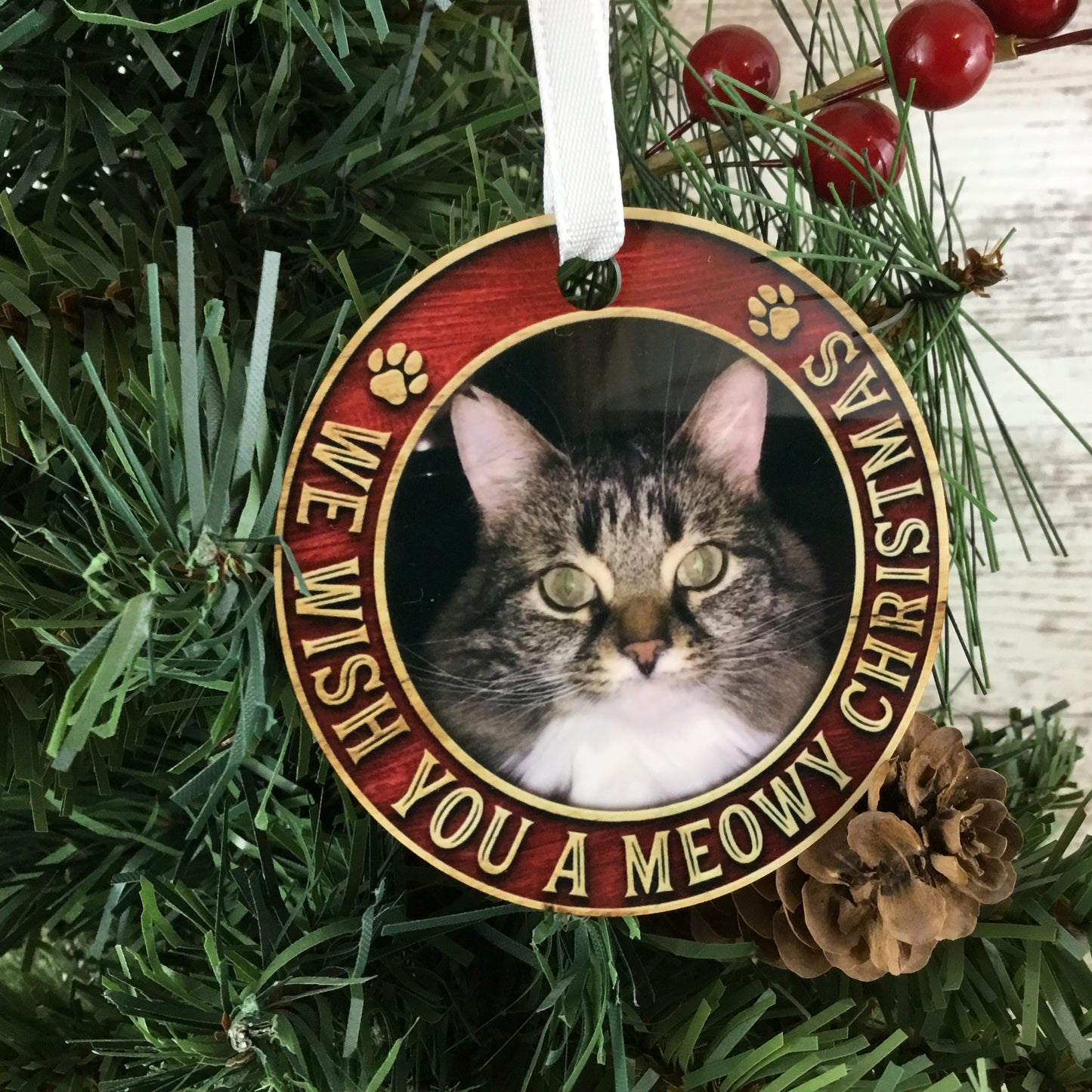 We Wish You A Meowy Christmas Cat Picture Christmas Ornament