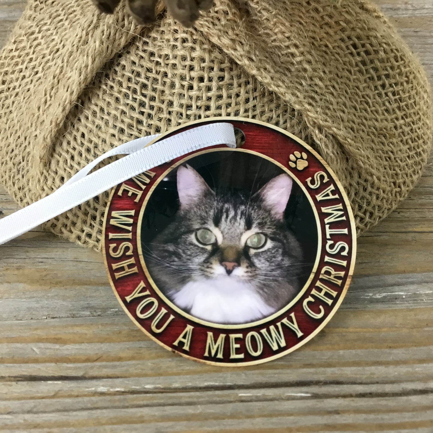 We Wish You A Meowy Christmas Cat Picture Christmas Ornament