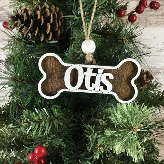 Personalized Name Dog Bone Ornament – Custom Pet Keepsake