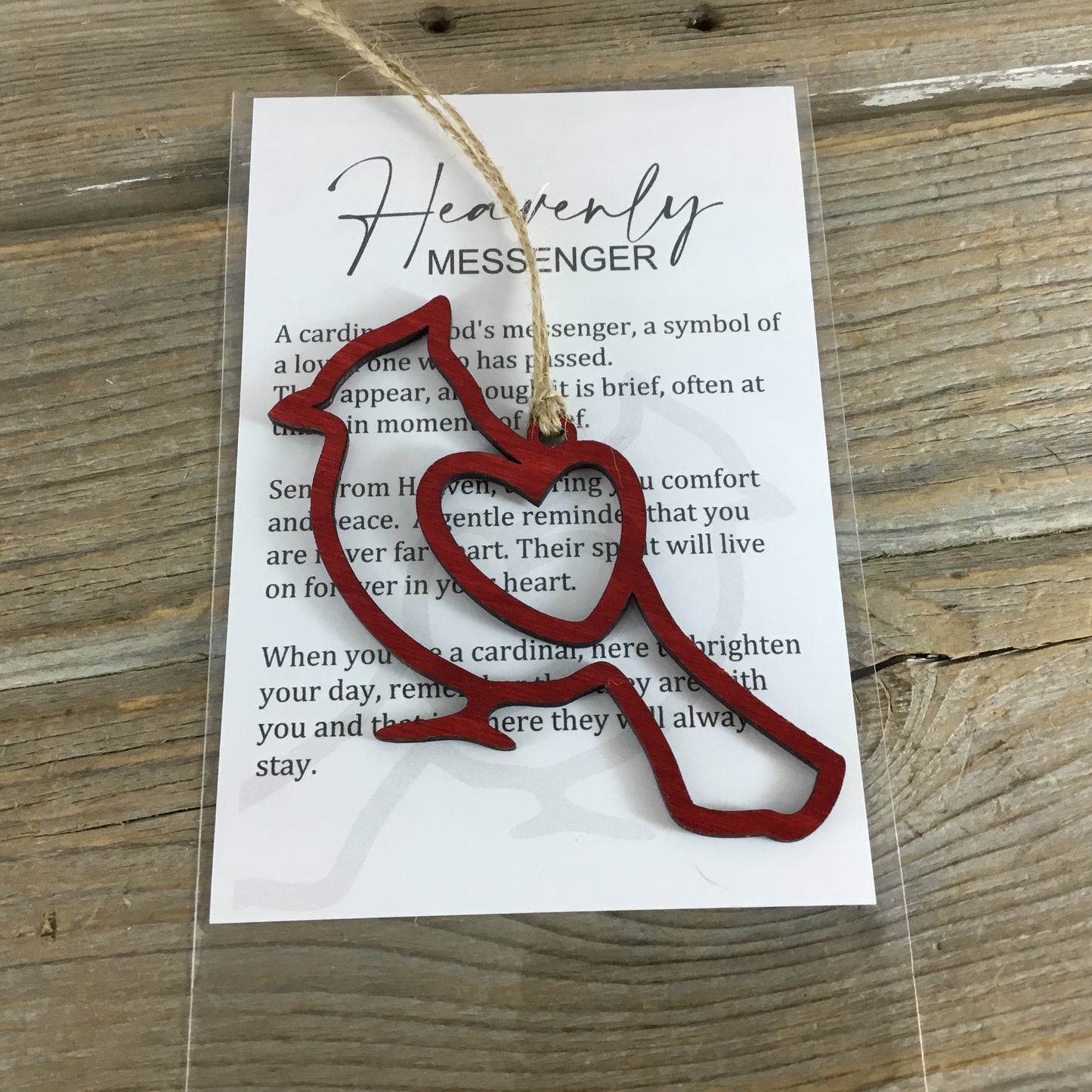 Cardinal Heavenly Messenger Wood Story Card Ornament