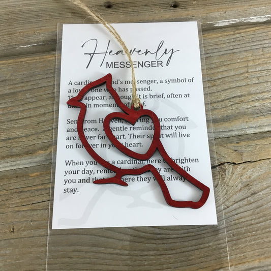 Cardinal Heavenly Messenger Wood Story Card Ornament