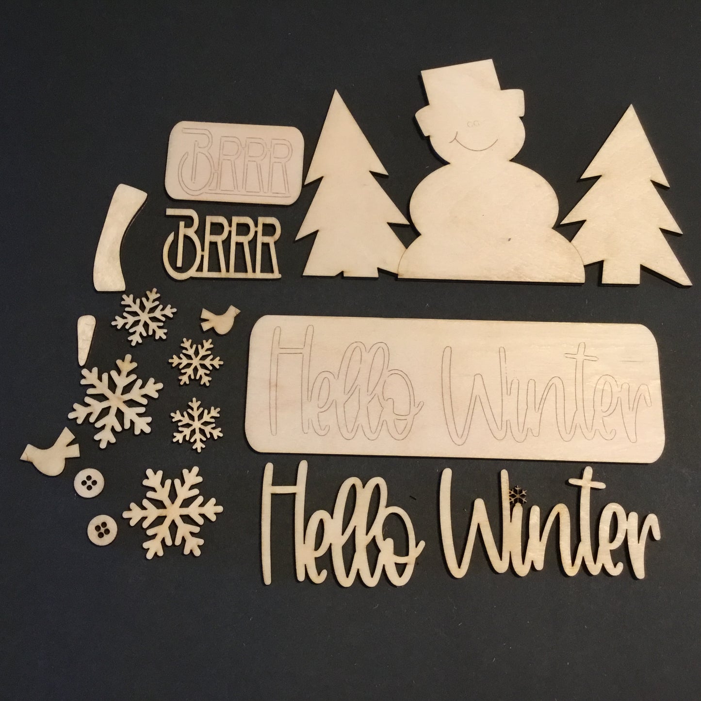 Hello Winter Insert - Unpainted DIY Paint Kit for Interchangeable Decor