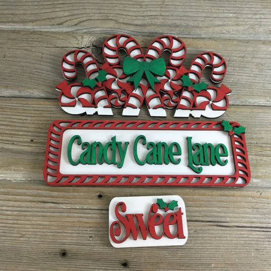 Candy Cane Lane Insert - Painted or Unpainted Paint Kit for Interchangeable Decor