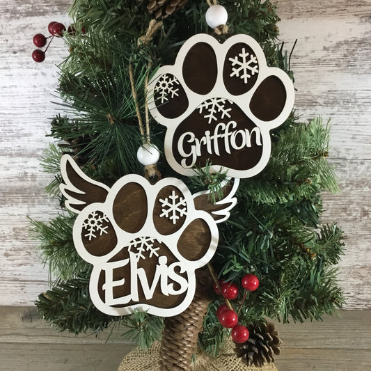 Personalized Name Dog Paw Print Ornament – Pet Keepsake or Custom Memorial