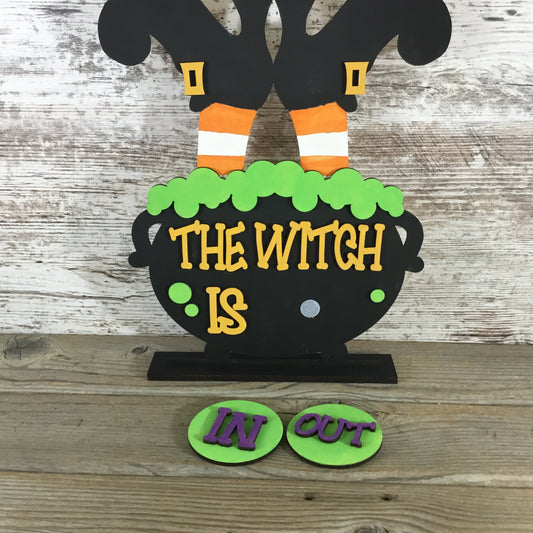 The Witch Is In/Out Halloween Painted Sign or Unpainted DIY Paint Kit