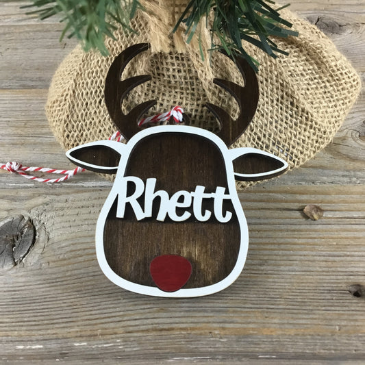 Personalized Name Reindeer Christmas Ornament