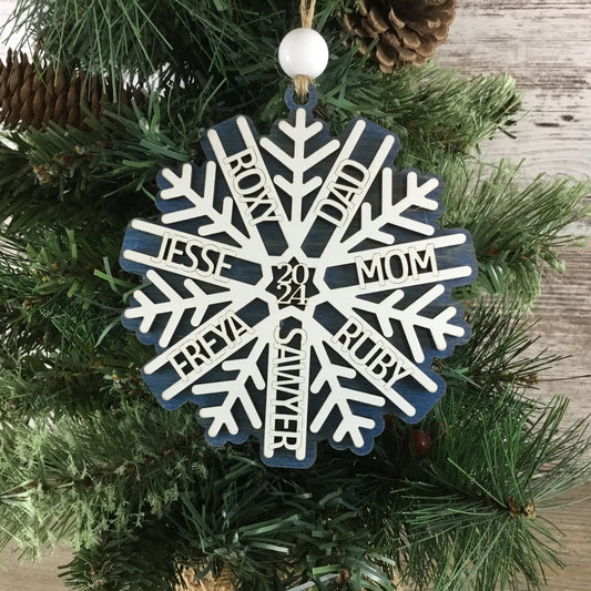 Personalized Family Snowflake Name Christmas Ornament 