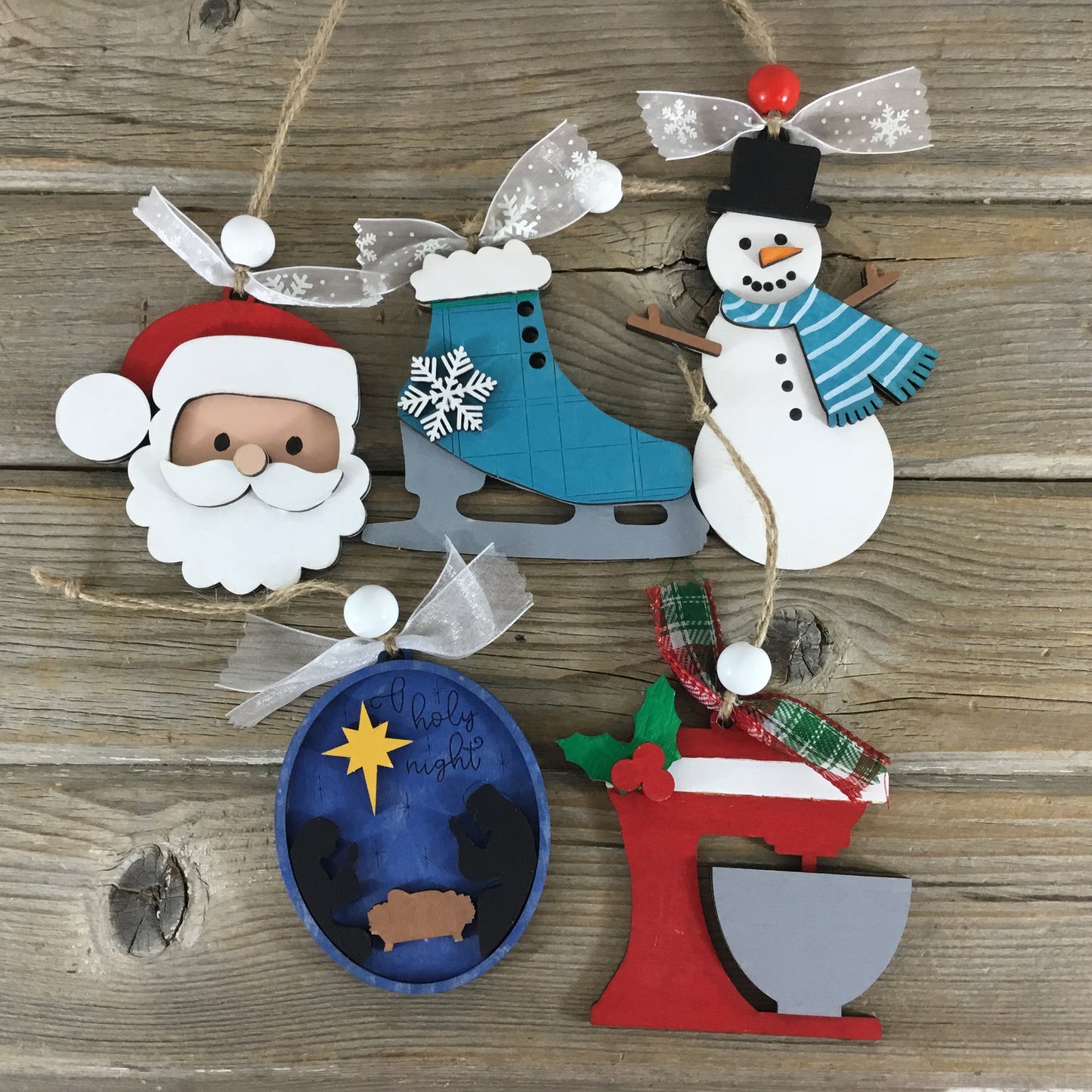 DIY or Painted Christmas Ornaments | Set of 5 Holiday Designs