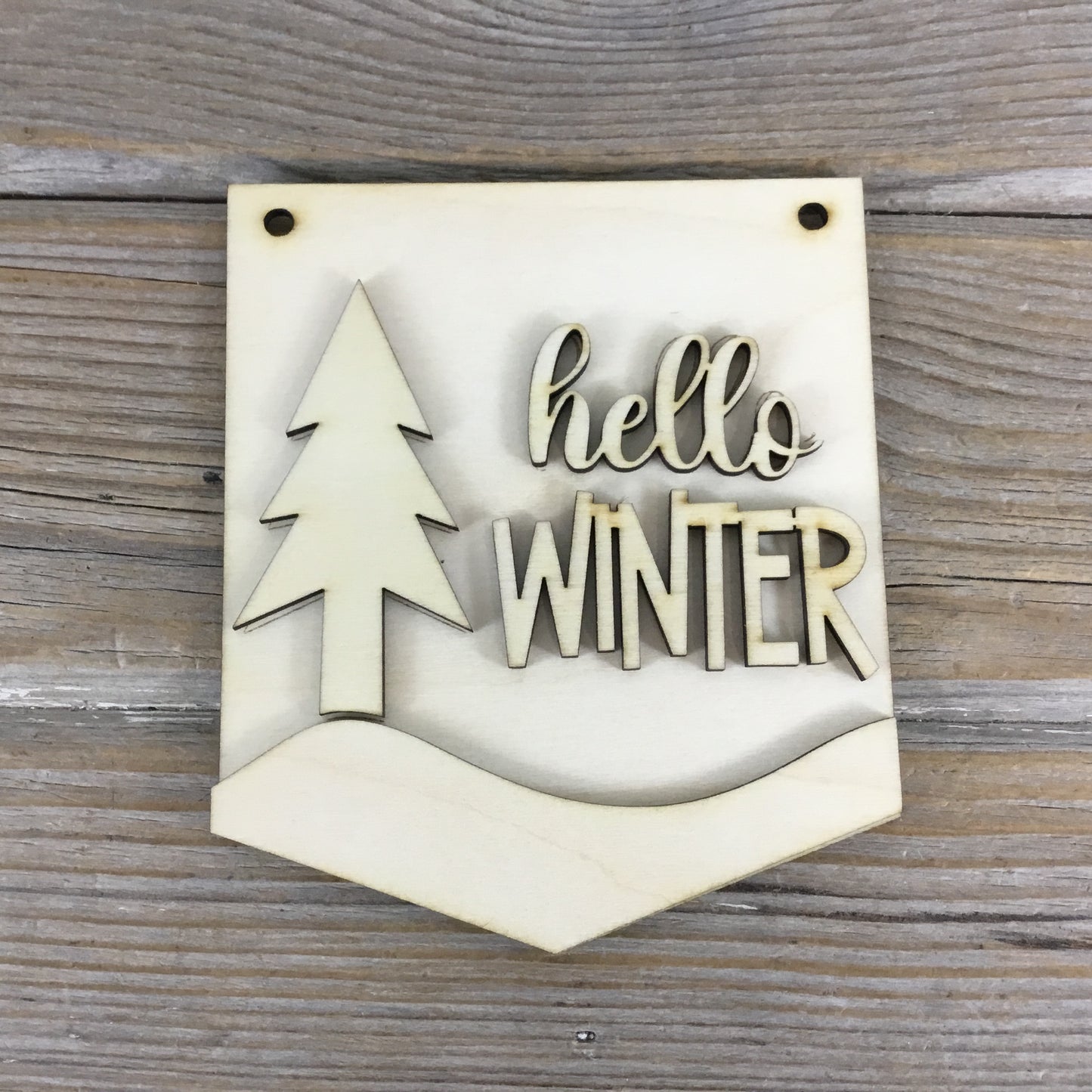 4 Winter Mini Hanging Signs Wood Blanks DIY Decor Set