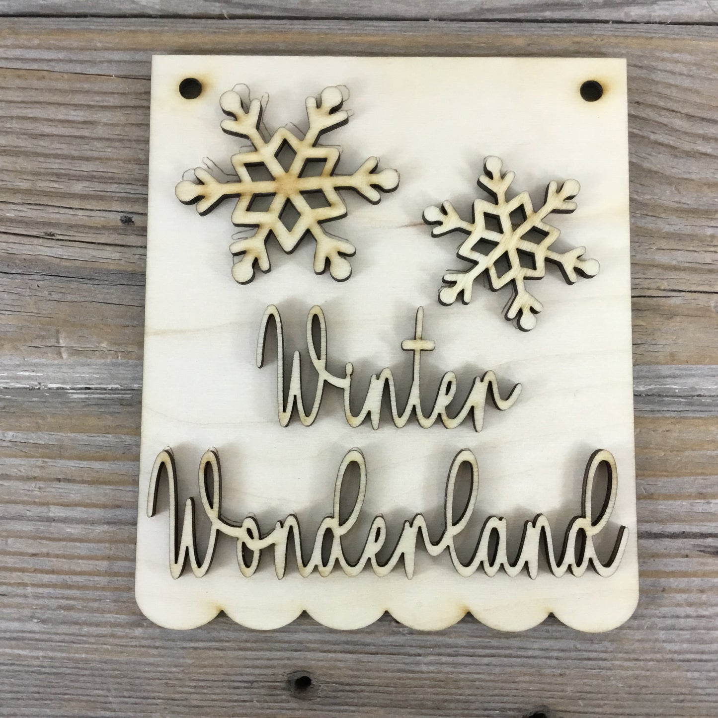 4 Winter Mini Hanging Signs Wood Blanks DIY Decor Set