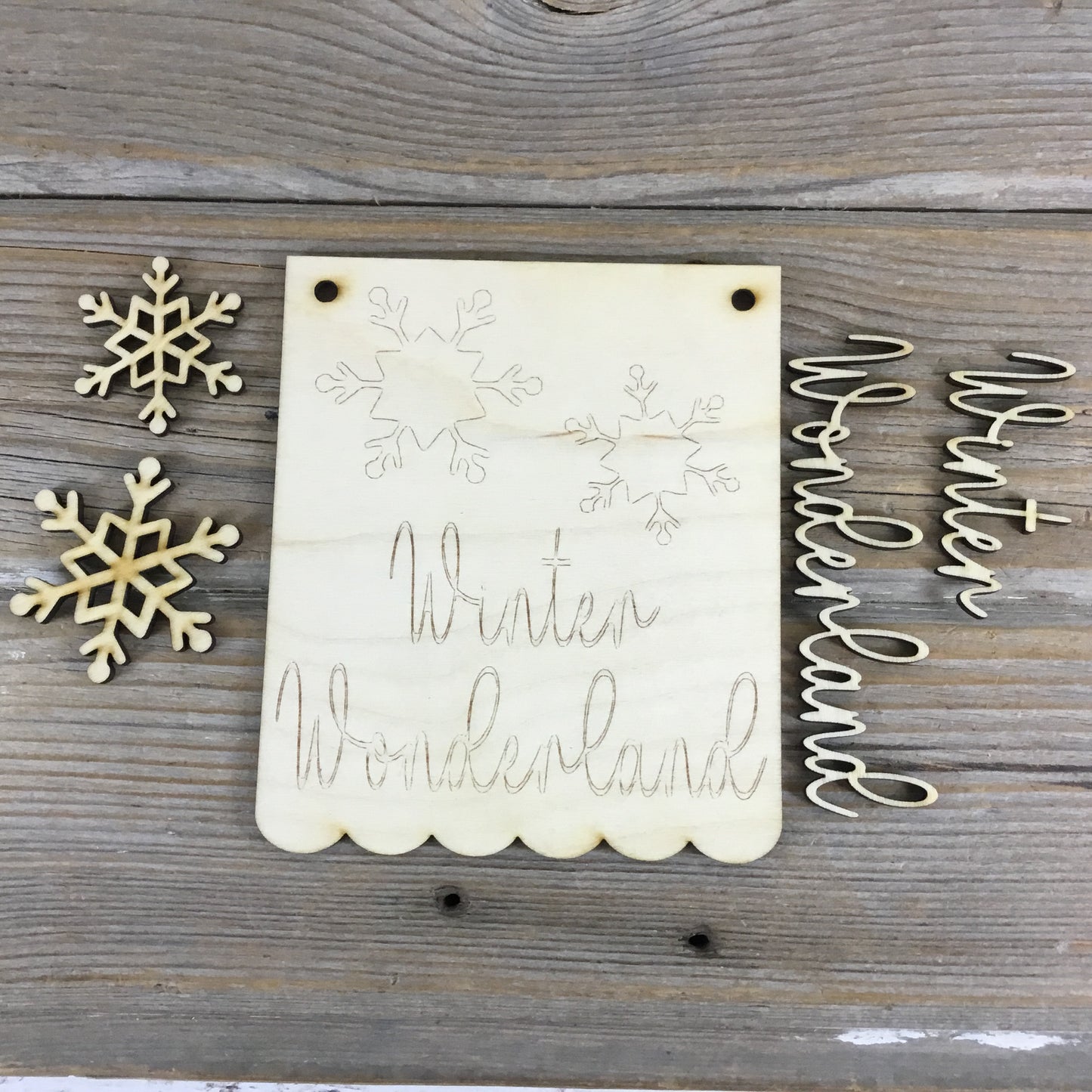 4 Winter Mini Hanging Signs Wood Blanks DIY Decor Set