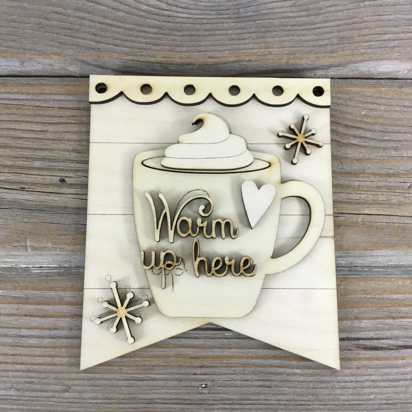 4 Winter Mini Hanging Signs Wood Blanks DIY Decor Set