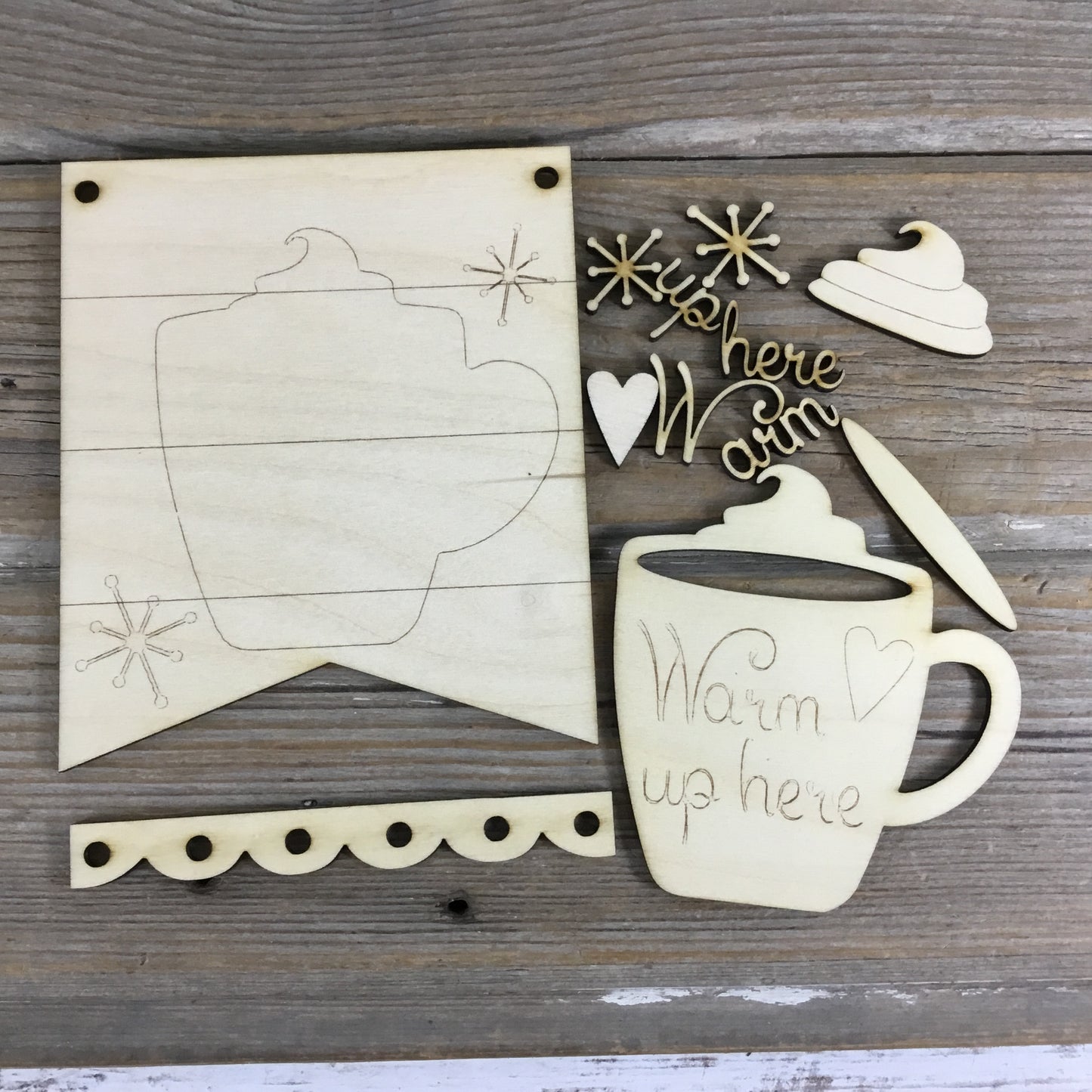 4 Winter Mini Hanging Signs Wood Blanks DIY Decor Set