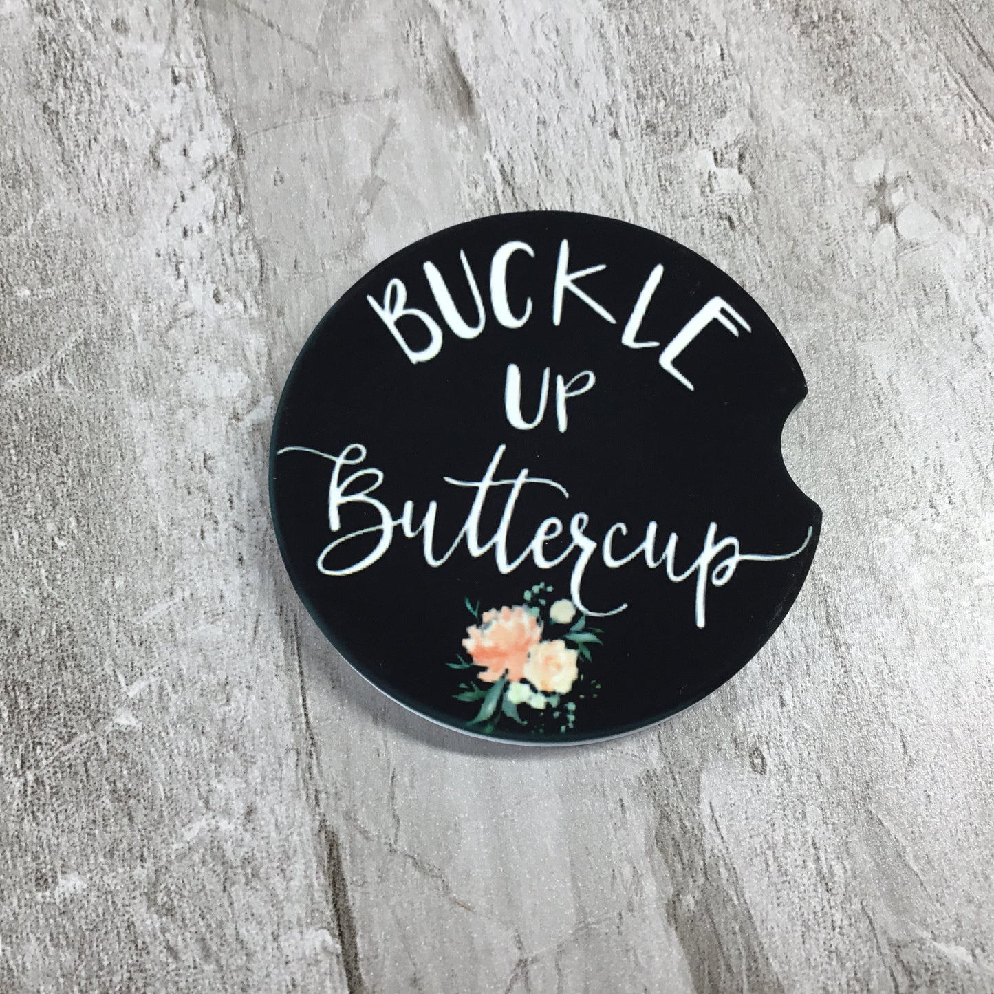 Funny Car Coasters Set of 2 - Buckle Up Buttercup & Bitch Switch