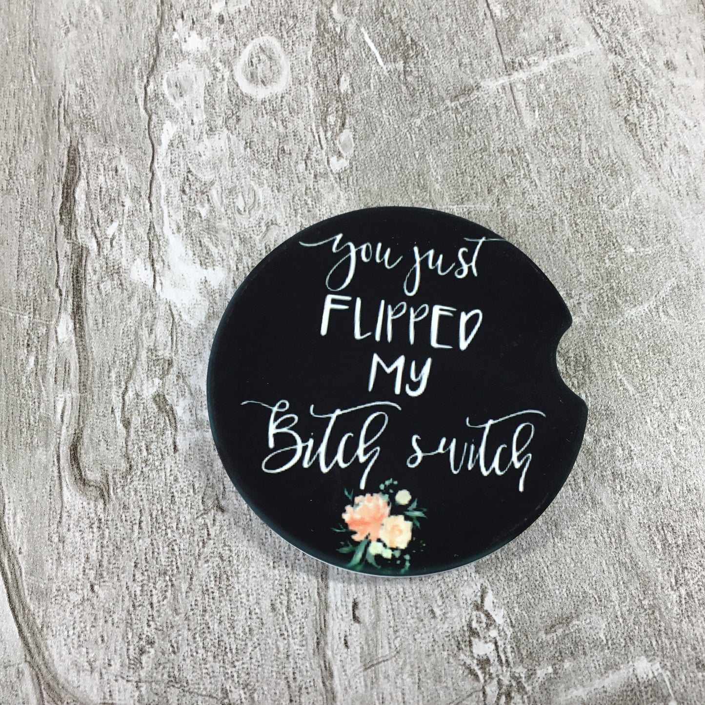 Funny Car Coasters Set of 2 - Buckle Up Buttercup & Bitch Switch