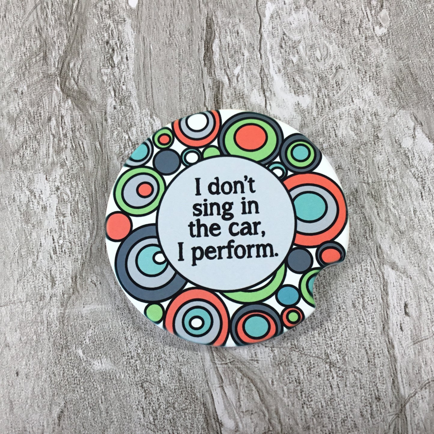 Funny Singing Quote Car Coasters Set Of 2 Sandstone
