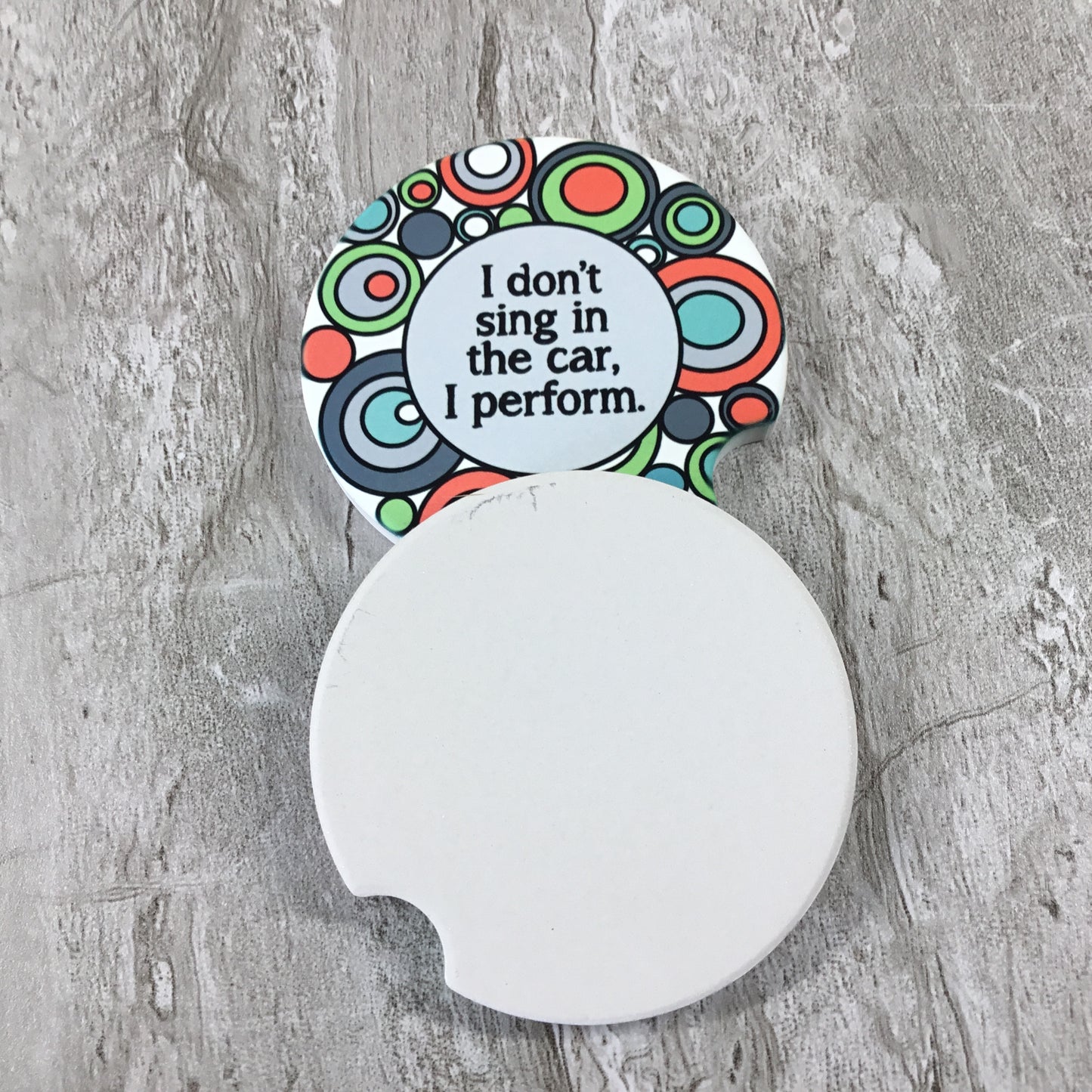 Funny Singing Quote Car Coasters Set Of 2 Sandstone