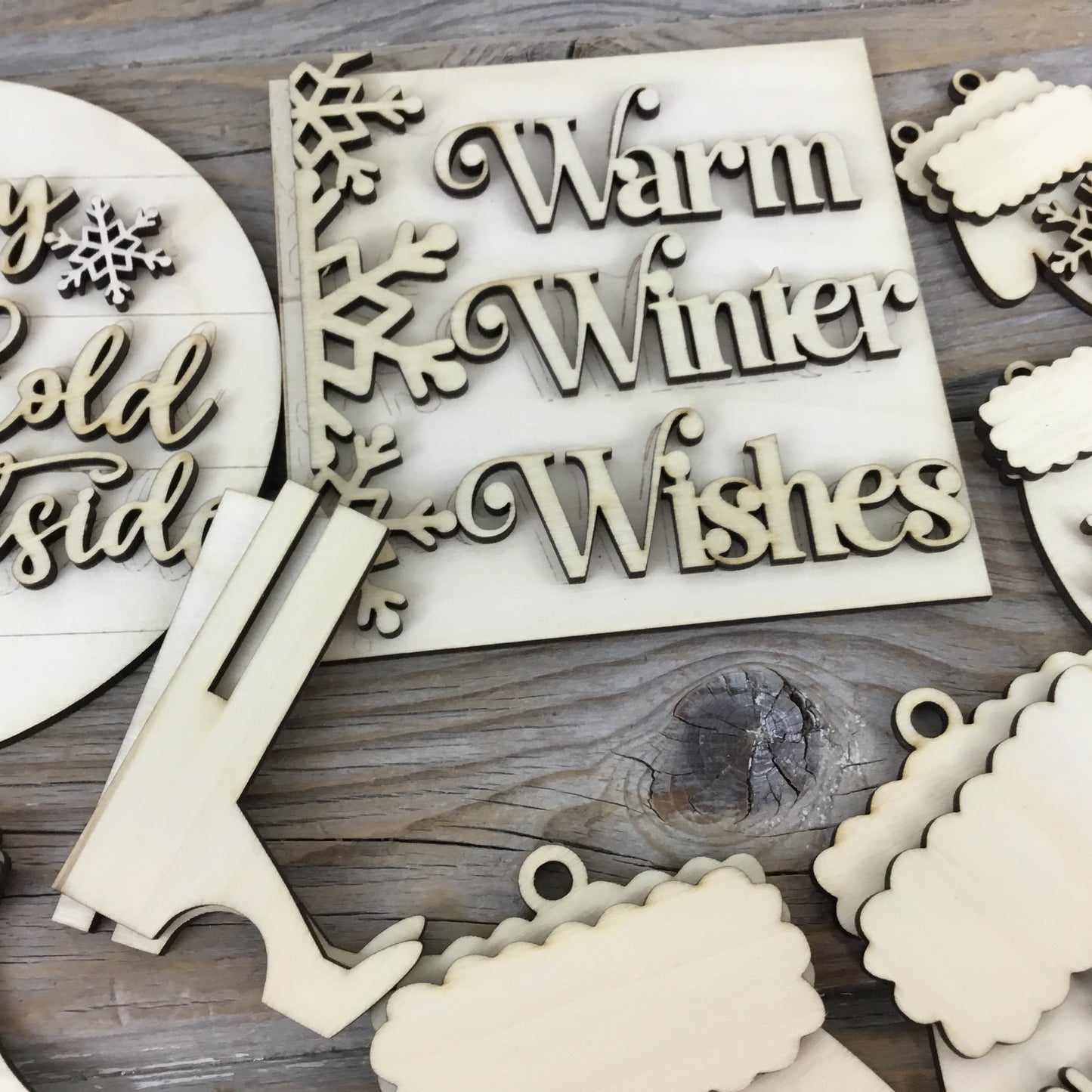 Winter Wonderland Tiered Tray Wood Blanks DIY Decor Set