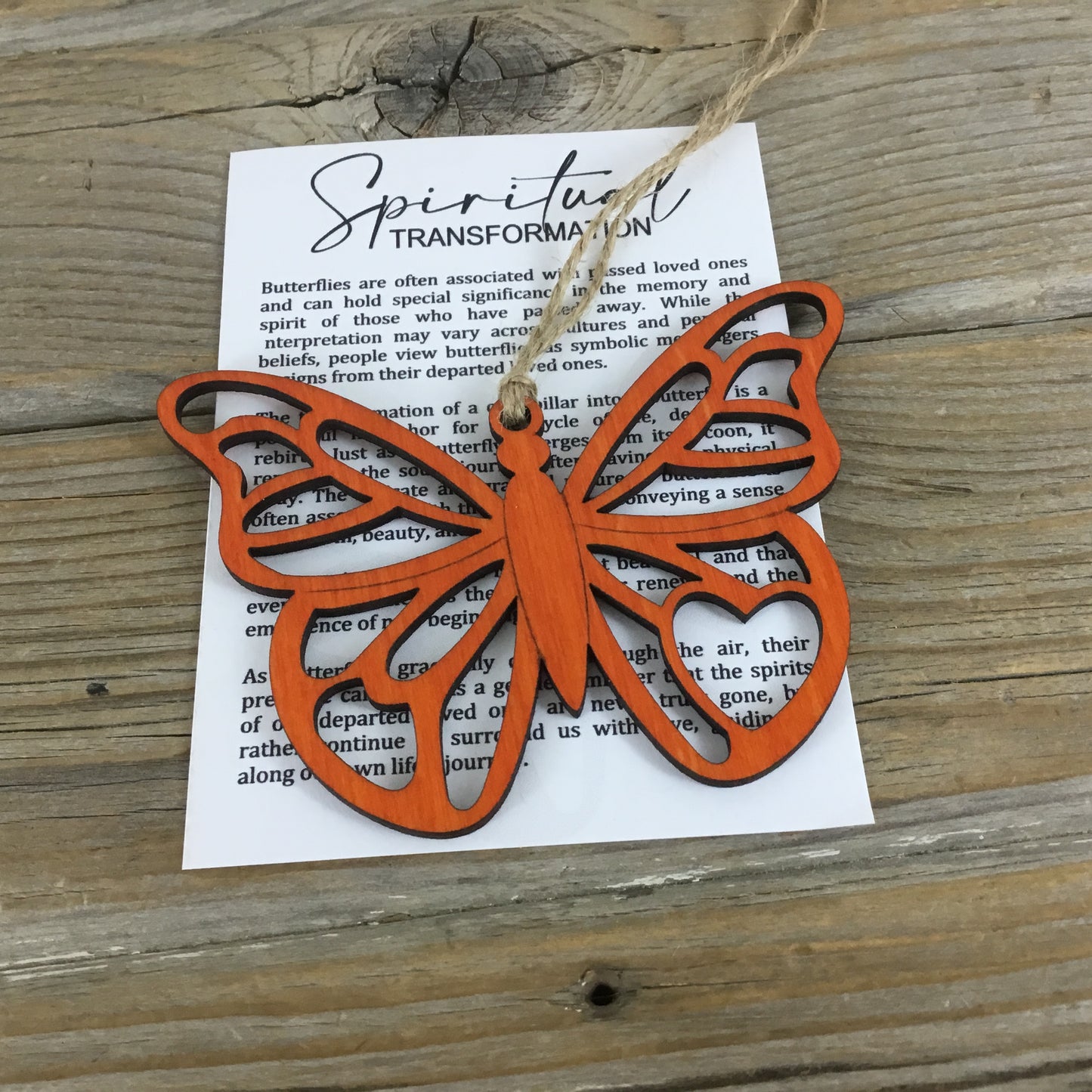 Butterfly Spiritual Transformation Wood Story Card Ornament