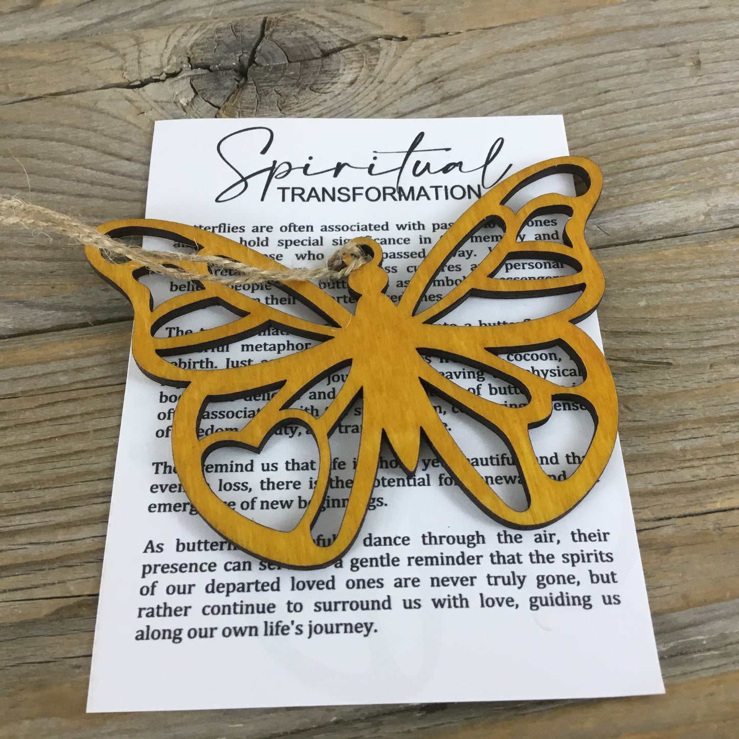 Butterfly Spiritual Transformation Wood Story Card Ornament