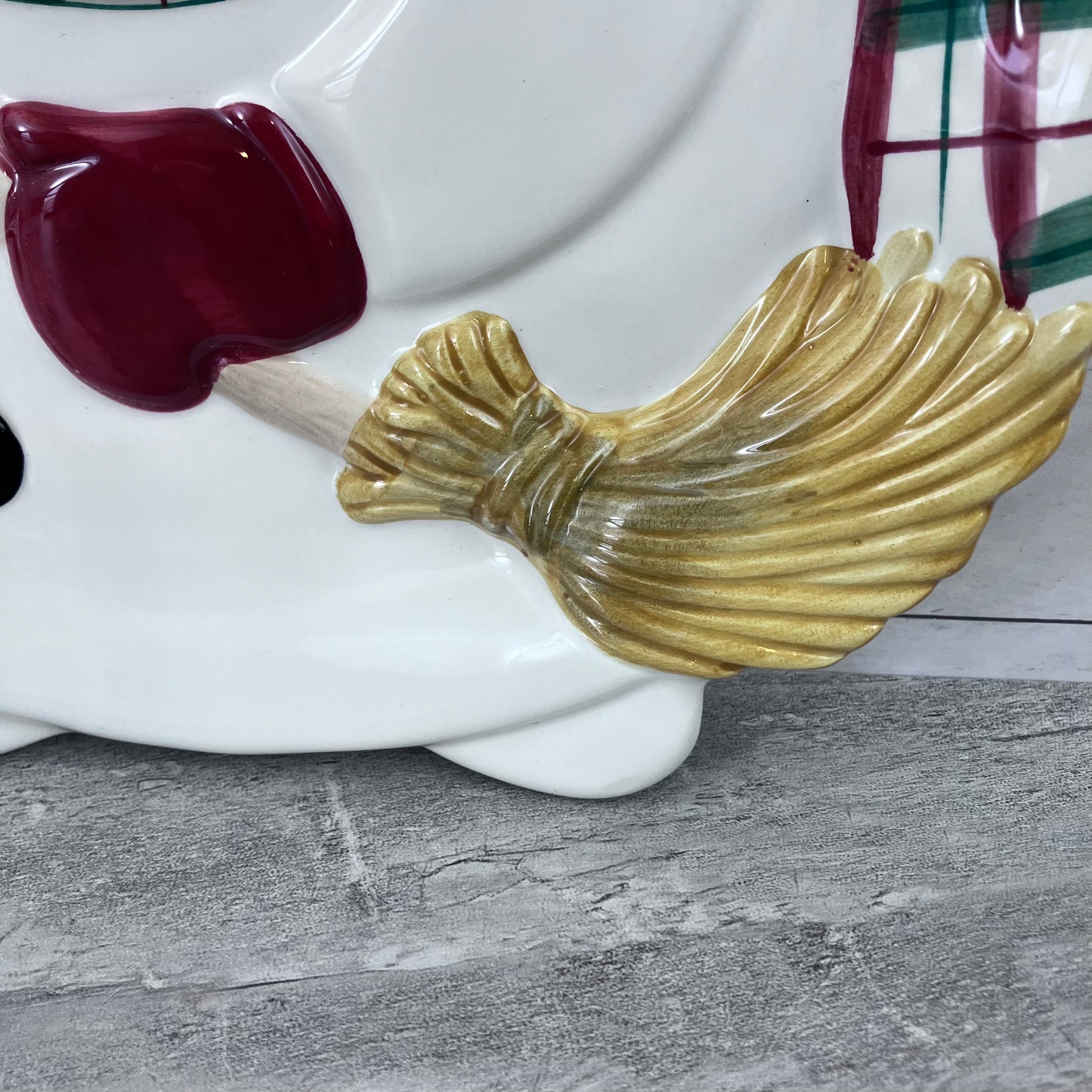 Fitz & Floyd Plaid Christmas Snowman Canape Plate