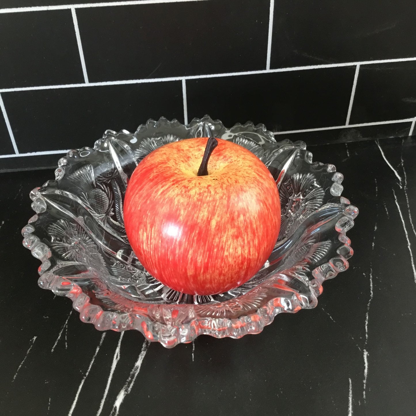 Vintage 1911 Higbee Paneled Thistle Glass Bowl – 6.5” x 2.25” – Early American Pressed Glass