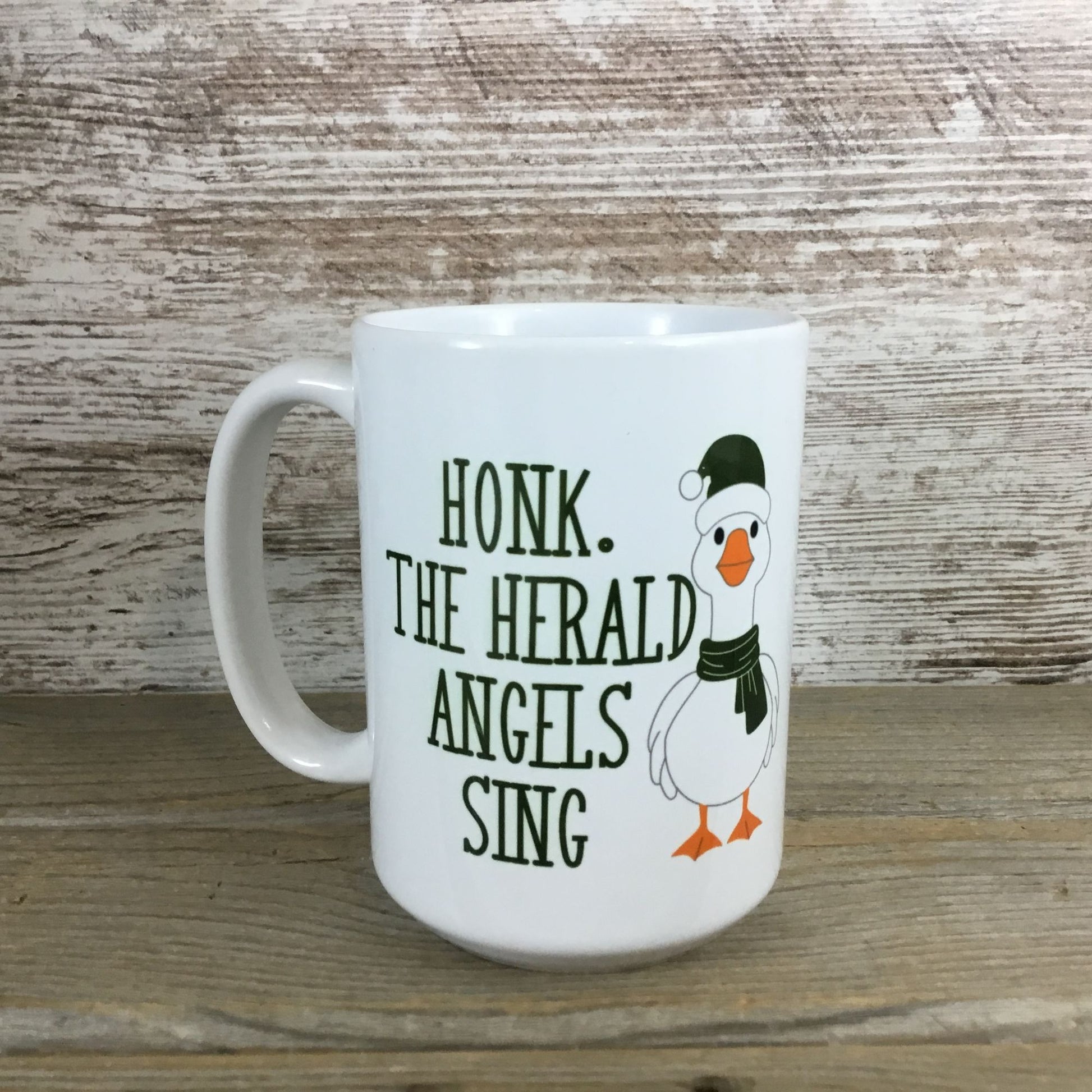 Honk the Herald Angels Sing Goose 15 oz Ceramic Coffee Mug Front View