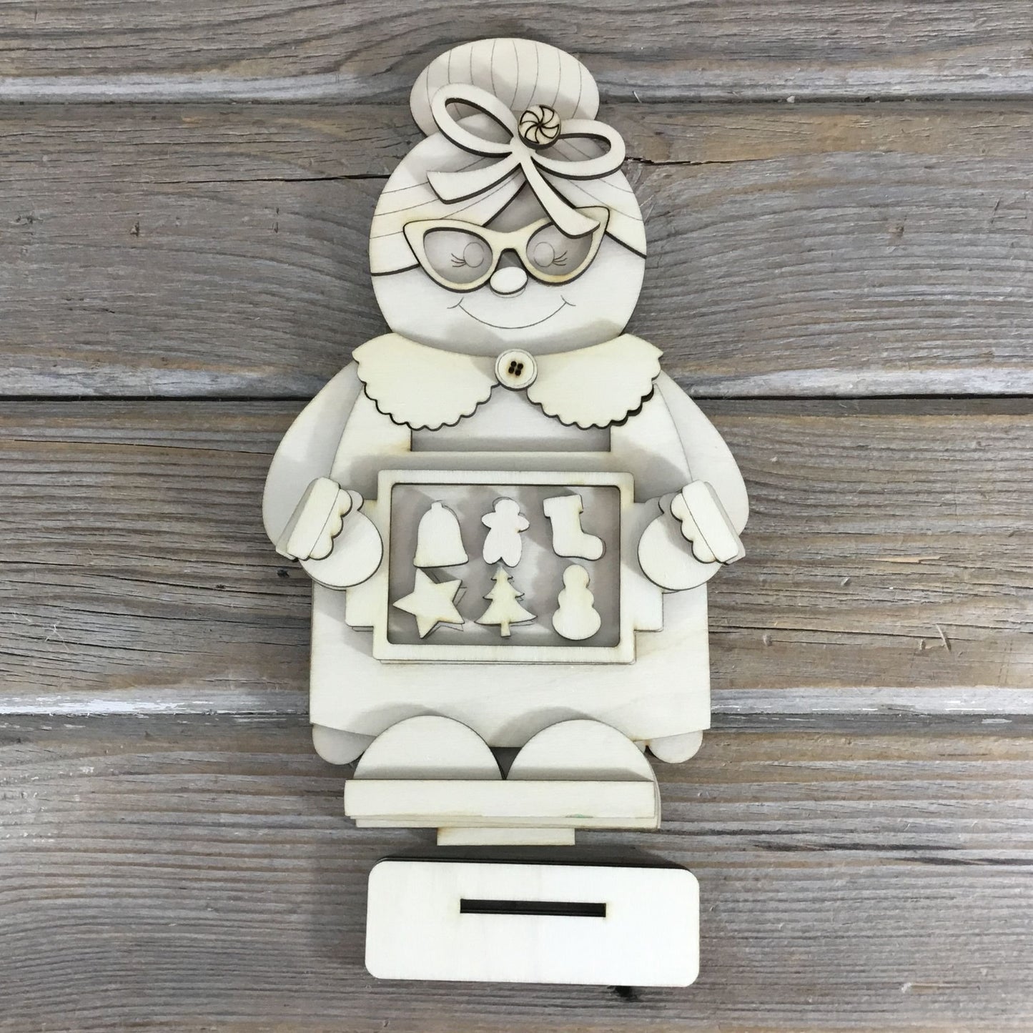 Standing Mrs Claus Shelf Sitter - Unpainted DIY Paint Kit