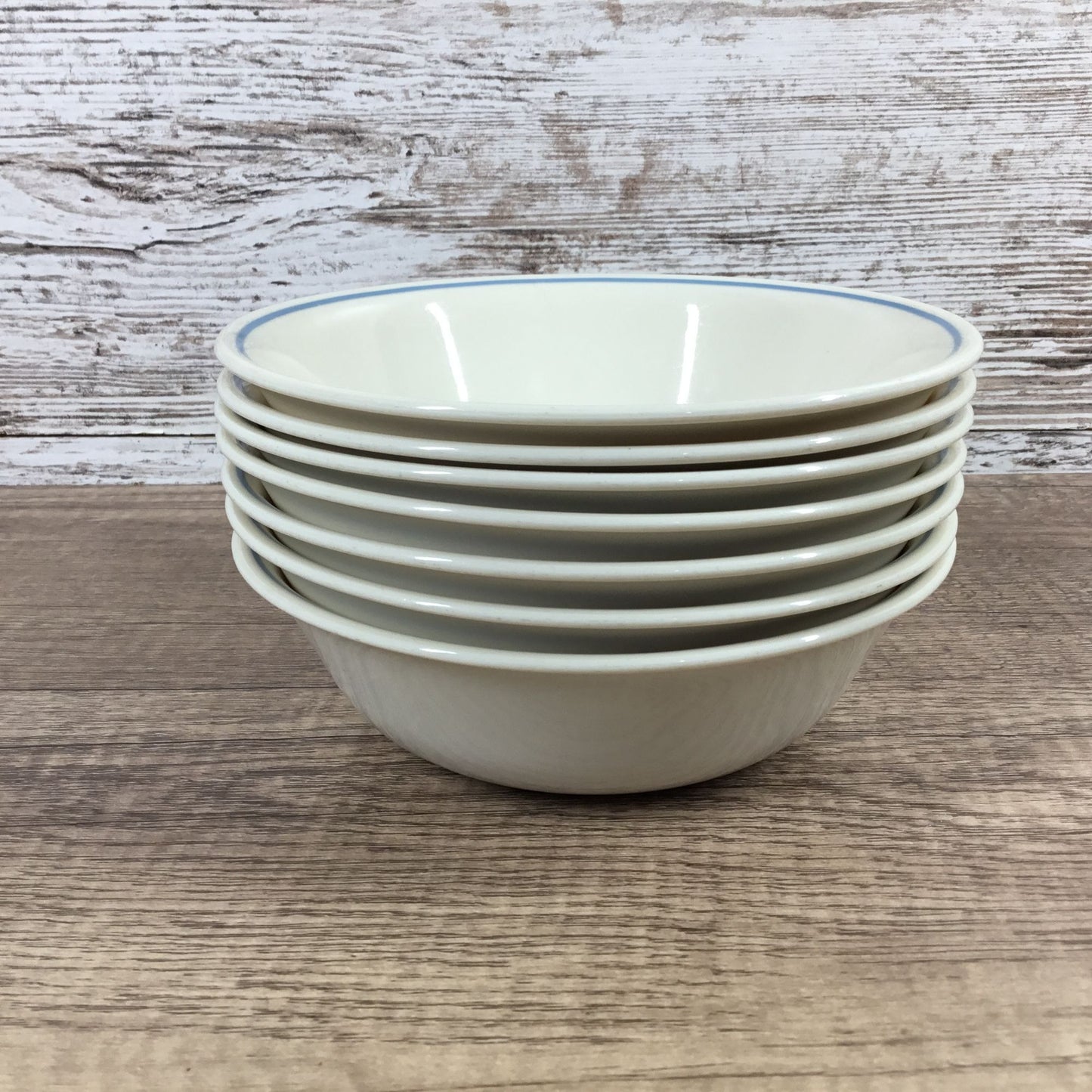 Set of 7 Corelle First Of Spring 6.25" Cereal Bowls Sandstone/Beige w/ Blue Band
