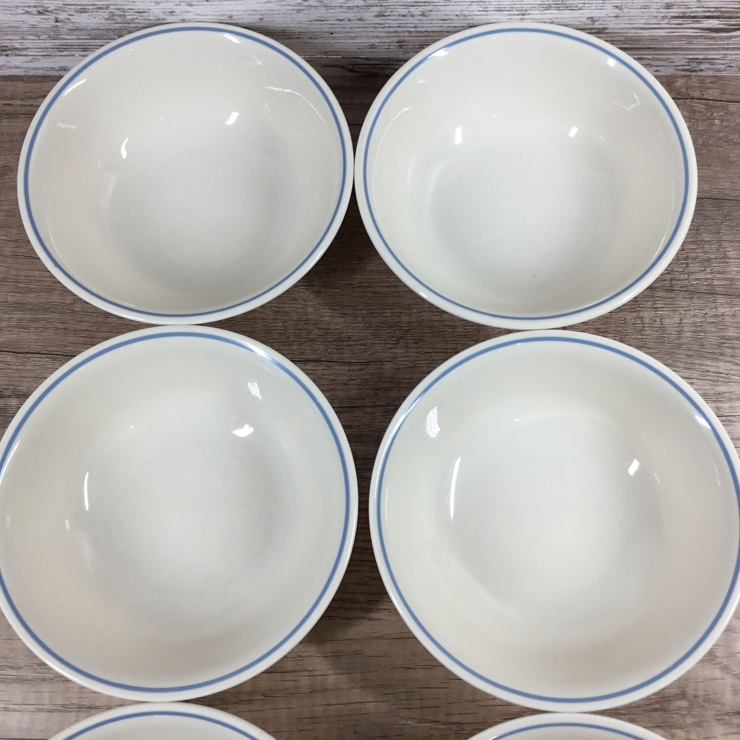 Set of 7 Corelle First Of Spring 6.25" Cereal Bowls Sandstone/Beige w/ Blue Band