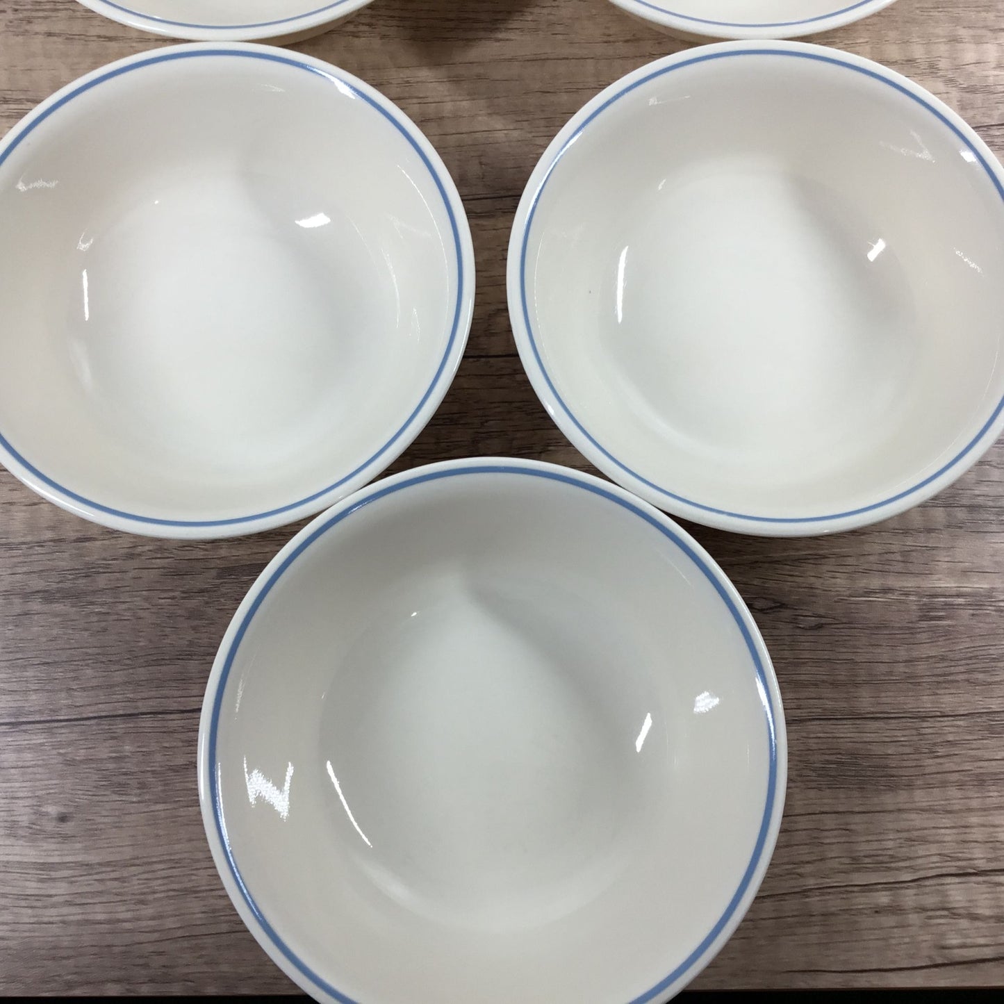 Set of 7 Corelle First Of Spring 6.25" Cereal Bowls Sandstone/Beige w/ Blue Band