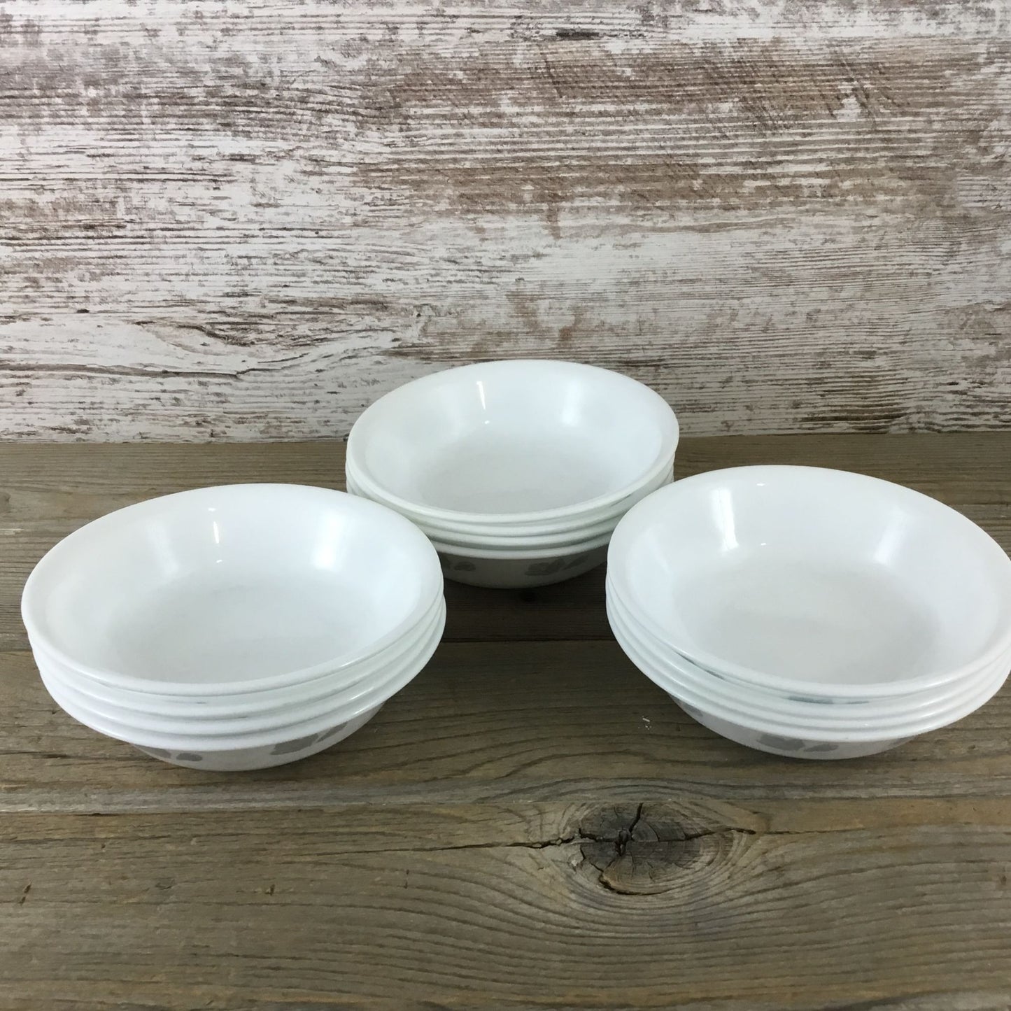 Set of 4 Corelle Friendship 10 Oz Dessert Bowls 5 3/4" White w/ Gray Flowers