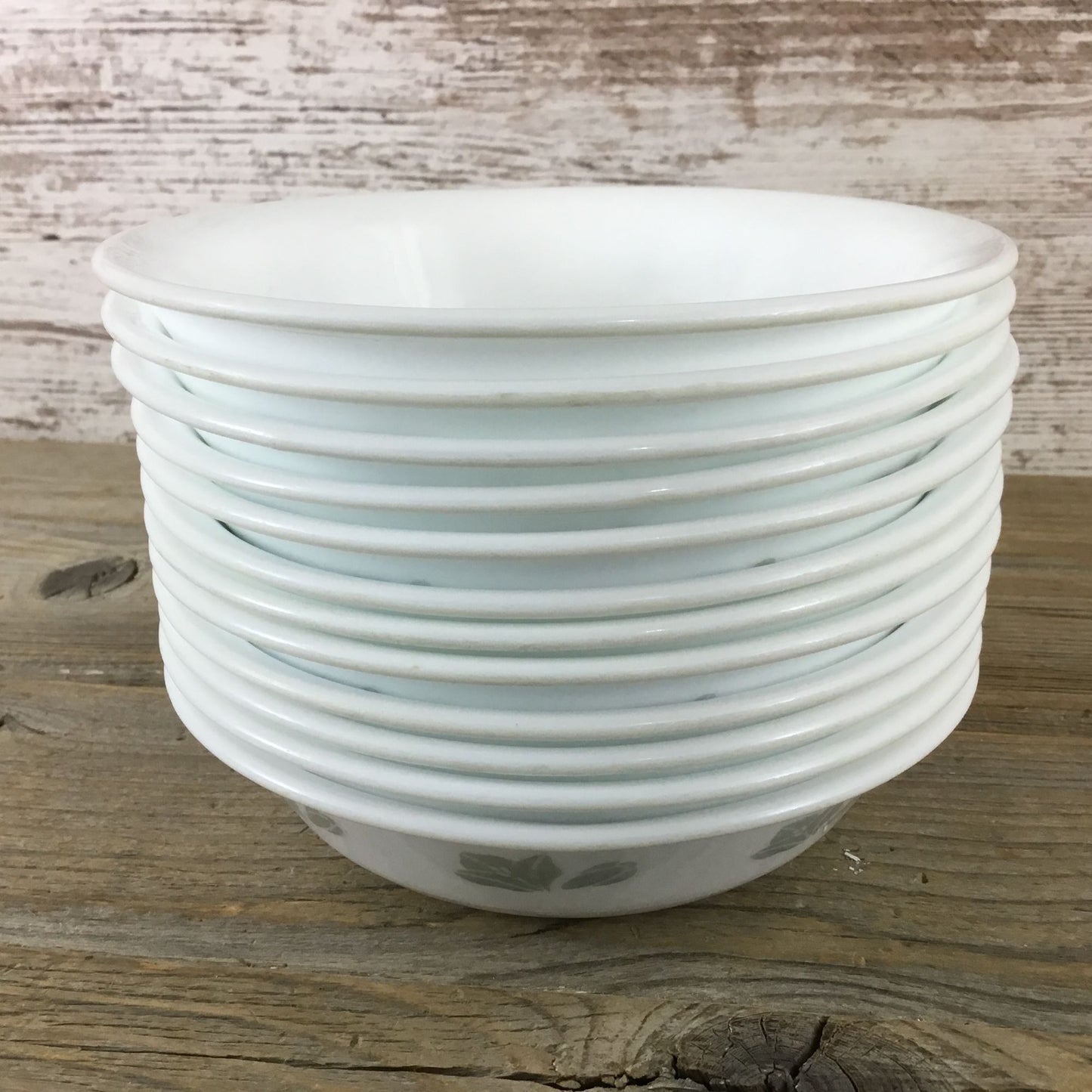 Set of 4 Corelle Friendship 10 Oz Dessert Bowls 5 3/4" White w/ Gray Flowers