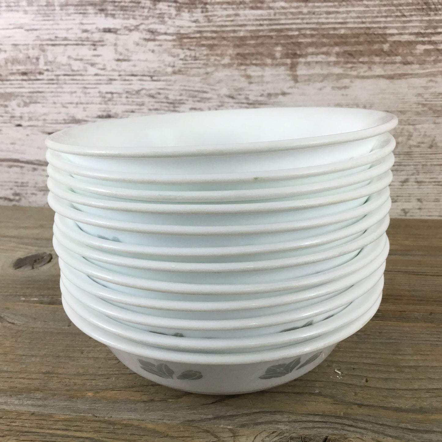 Set of 4 Corelle Friendship 10 Oz Dessert Bowls 5 3/4" White w/ Gray Flowers