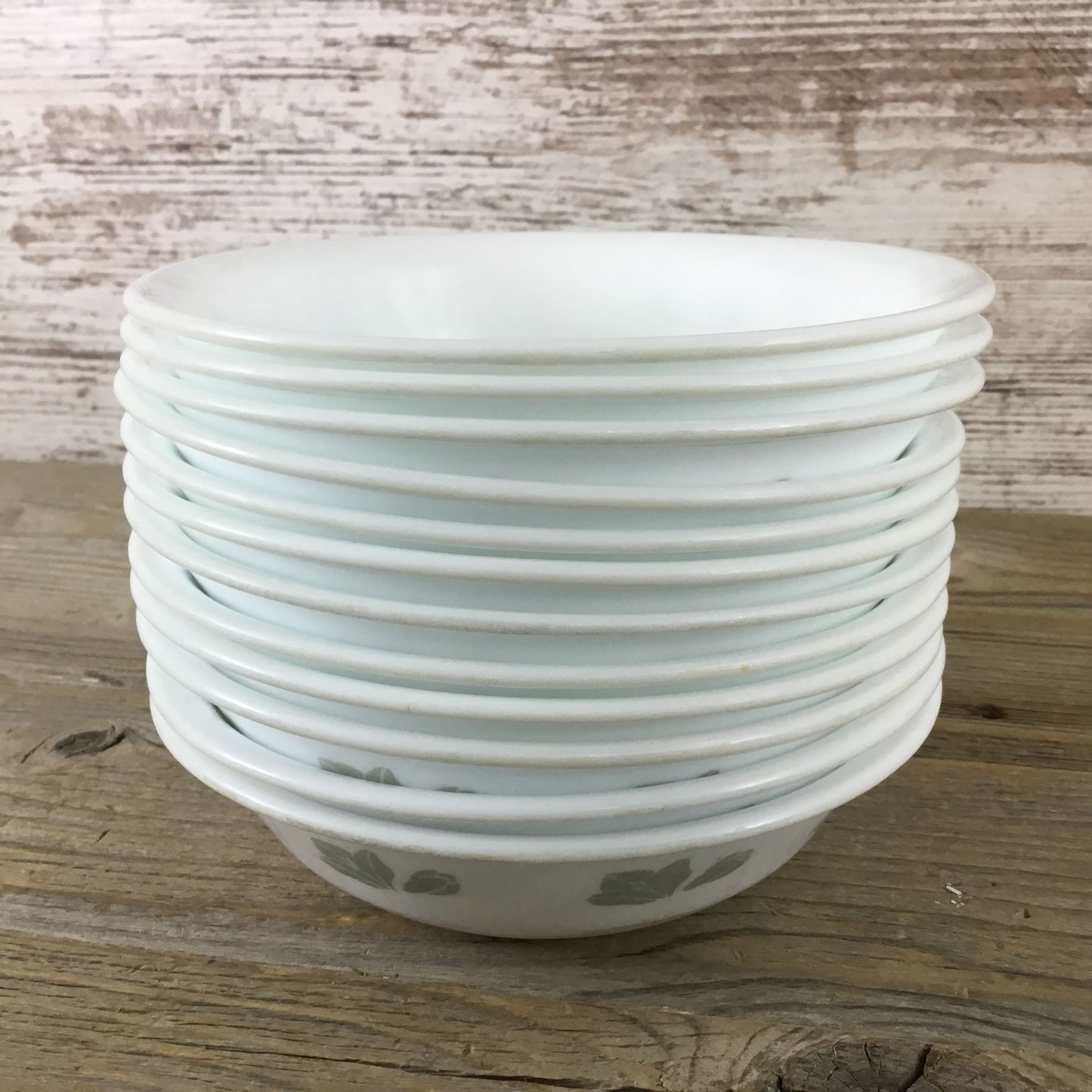 Set of 4 Corelle Friendship 10 Oz Dessert Bowls 5 3/4" White w/ Gray Flowers