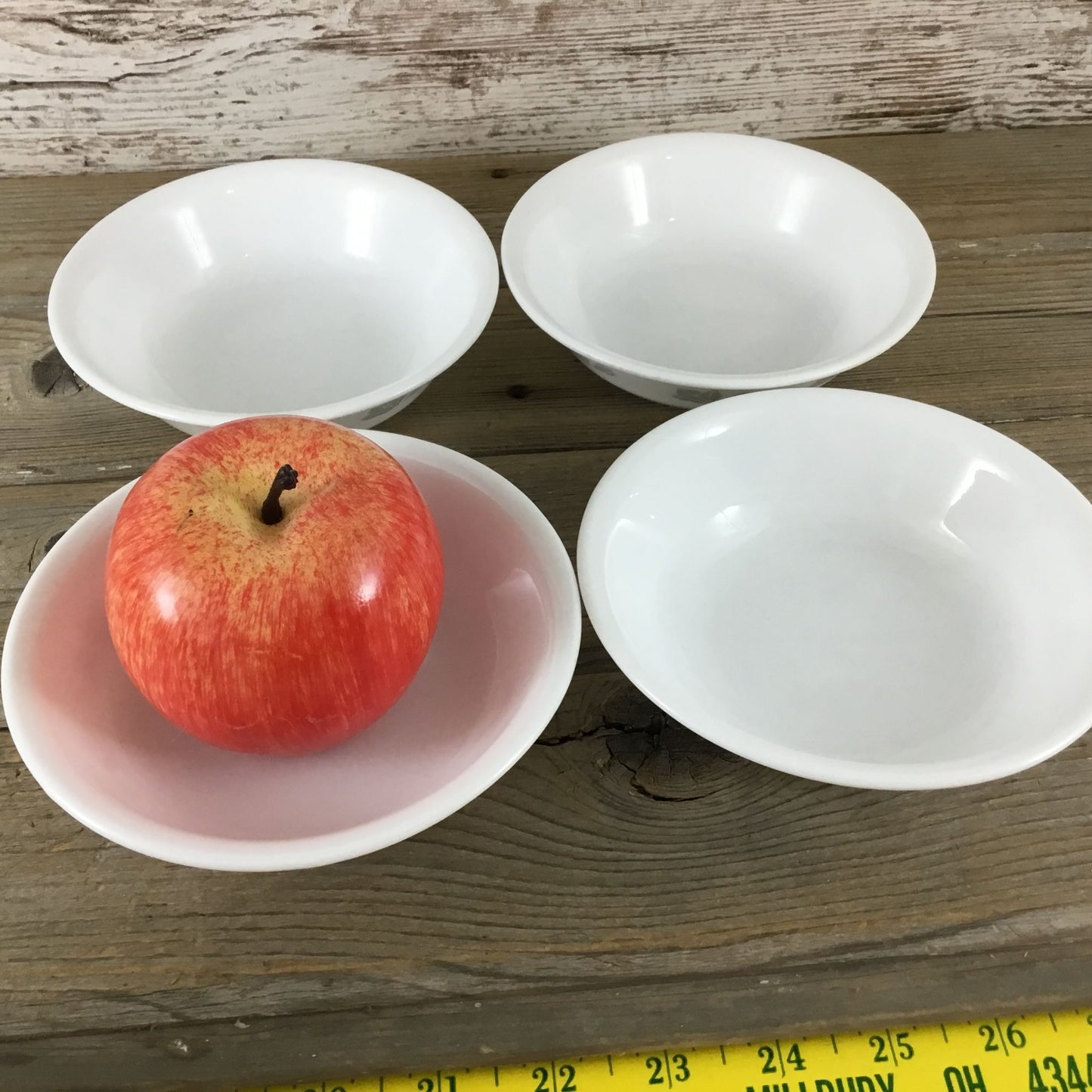 Set of 4 Corelle Friendship 10 Oz Dessert Bowls 5 3/4" White w/ Gray Flowers