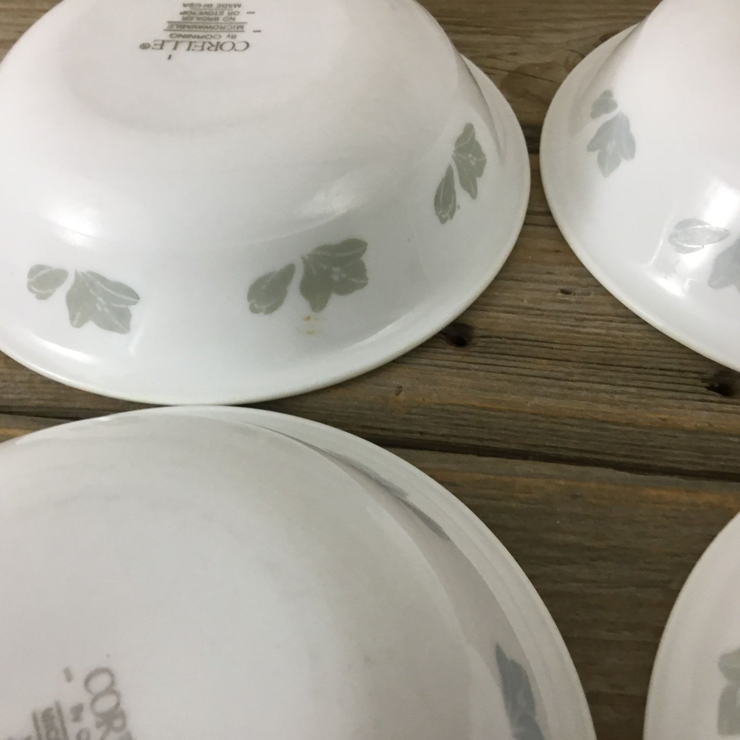 Set of 4 Corelle Friendship 10 Oz Dessert Bowls 5 3/4" White w/ Gray Flowers