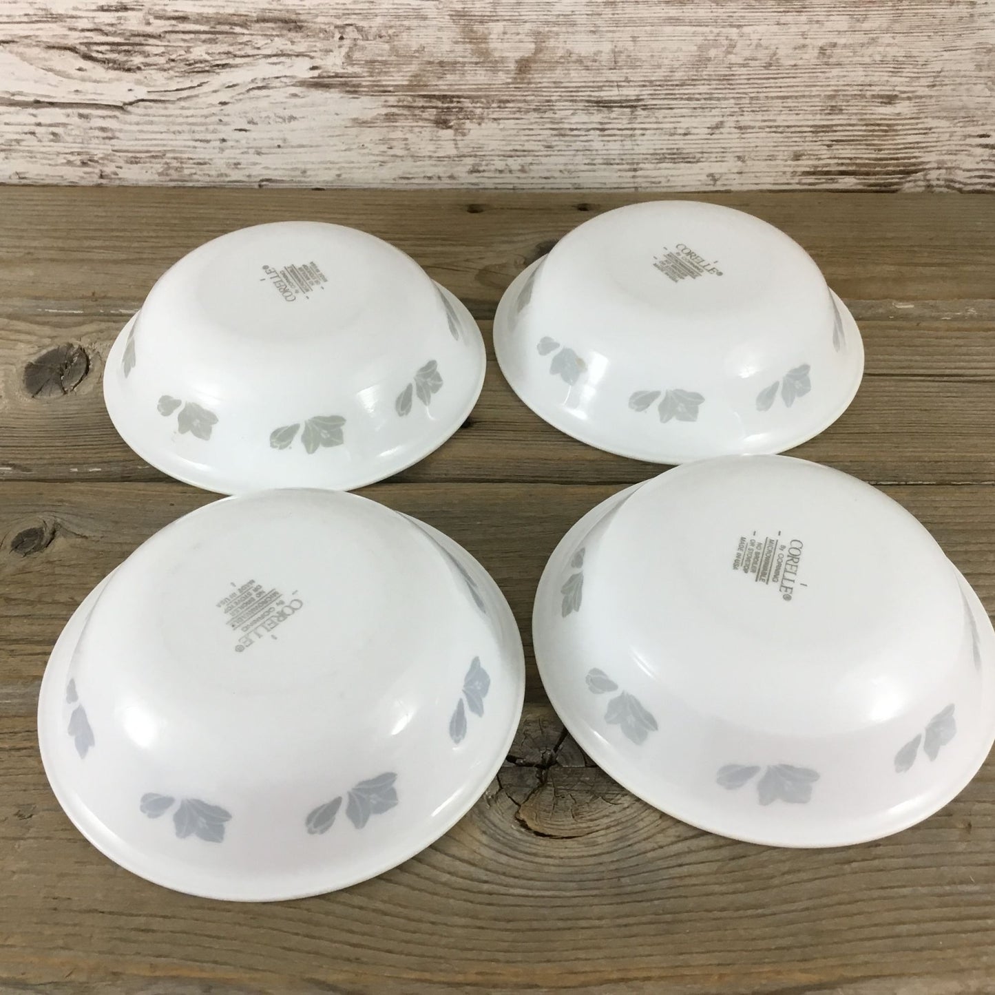 Set of 4 Corelle Friendship 10 Oz Dessert Bowls 5 3/4" White w/ Gray Flowers